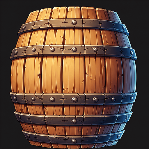 Barrel.
Single Game Texture. In-Game asset. 2d. Blank background. High contrast. No shadows.