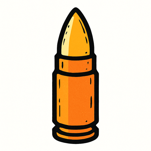a bullet.
In-Game asset.  2d.  High contrast.  No shadows