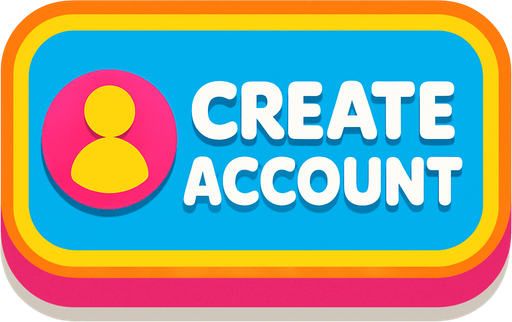 a create account button for signing up in a game supa kid friendly and modern.
In-Game asset.  2d.  High contrast.  No shadows