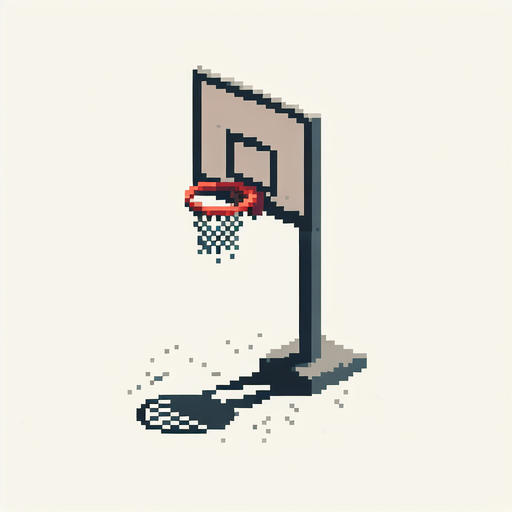 pixel art, an basketball hoop seen from the side..
Blank background. High contrast. No shadows.