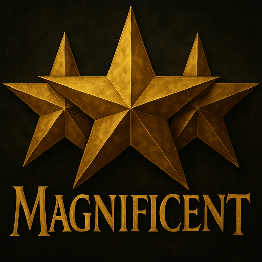 Write "MAGNIFICENT" bottom of the stars with LOTR style