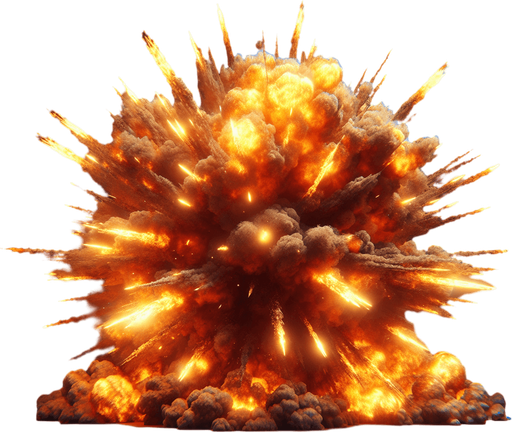 爆炸，里面有“X128”的字样,暖色调.
Single Game Texture. In-Game asset. 2d. Blank background. High contrast. No shadows.