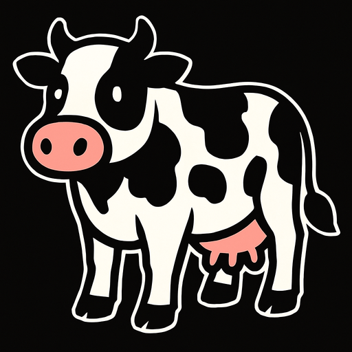 Make a cow.
In-Game asset.  2d.  High contrast.  No shadows