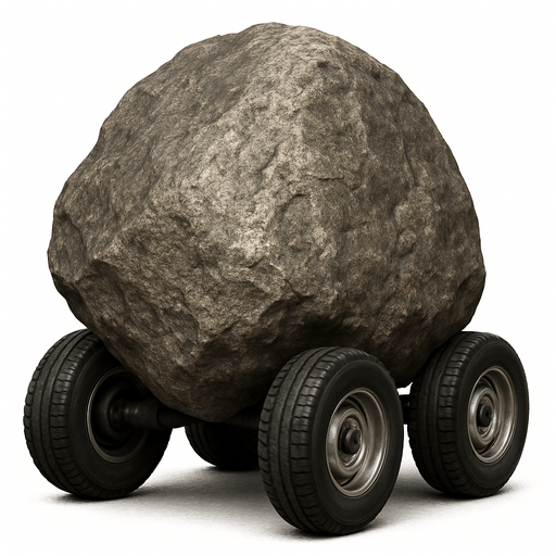 haz esta imagen muy, muy, muy, muy, muy realista, es una piedra con ruedas.
In-Game asset.  2d.  High contrast.  No shadows