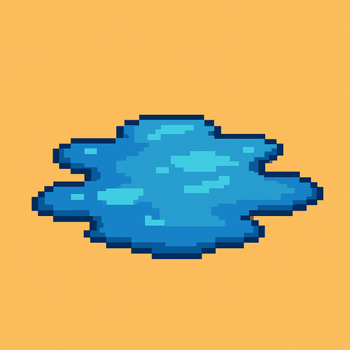 pixel art 2D puddle.
In-Game asset.  2d.  High contrast.  No shadows