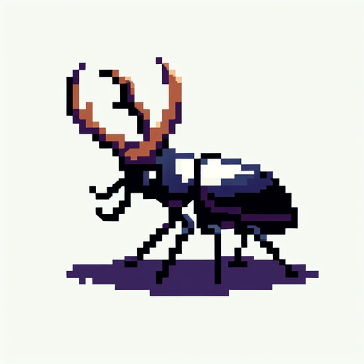 no shadow European stag beetle 8 bit chibi image stand and walk.
Single Game Texture.  In-Game asset.  2d.  Blank background.  High contrast.  No shadows