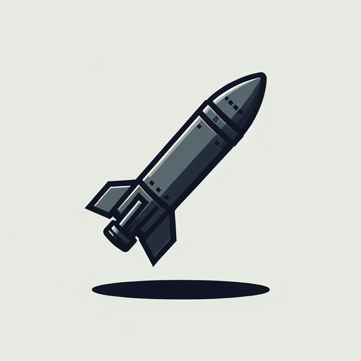 A anti-air missile.
Single Game Texture.  In-Game asset.  2d.  Blank background.  High contrast.  No shadows