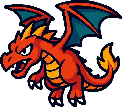 Create a flying dragon enemy with the following features:.
In-Game asset.  2d.  High contrast.  No shadows