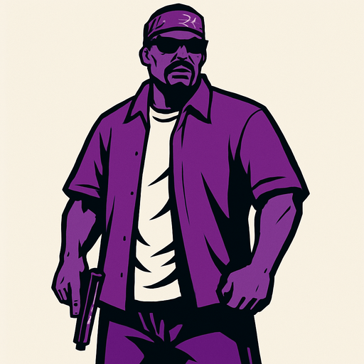 Ballas üyesi gang.
In-Game asset.  2d.  High contrast.  No shadows
