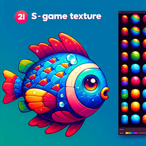 Fish.
Single Game Texture.  In-Game asset.  2d.  Blank background.  No shadows