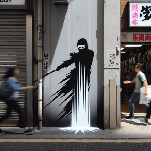 trace blanche verticale d'un effet de coup de ninja