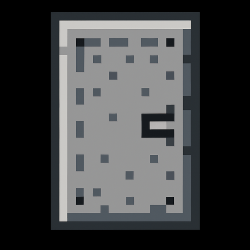 Make an 8 bit iron door.
In-Game asset.  2d.  High contrast.  No shadows