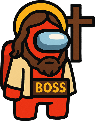 hristiyan amongus but its boss

In-Game asset.  2d.  High contrast.  No shadows