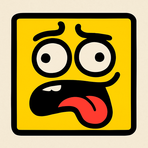 Funny square face looking like an idiot yellow.
In-Game asset.  2d.  High contrast.  No shadows