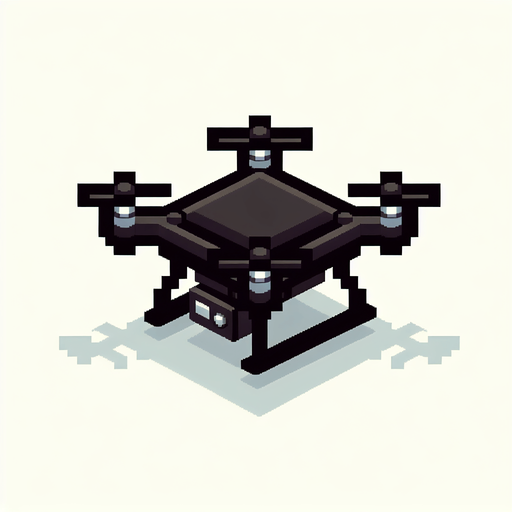 Cartoon. 8-bit. Delivery dron. Black color. In game asset. No shadow. Single Game Texture. In-Game asset. 2d. Blank background. High contrast. No shadows.