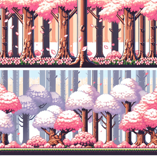 high definition super nintendo background of a japanese sakura tree forest 
Single Game Texture.  In-Game asset.  2d.  Blank background.  High contrast.  No shadows