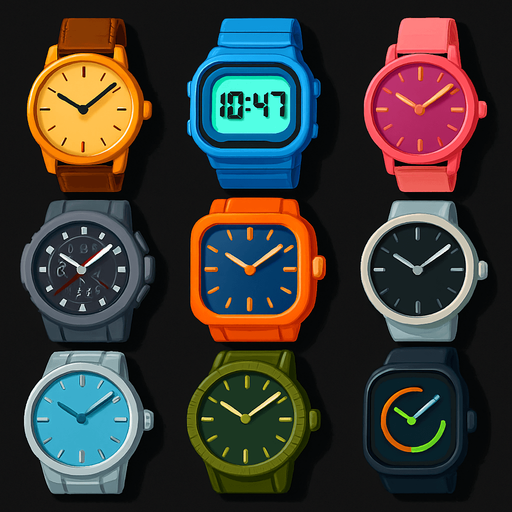 Pack of different watches.
In-Game asset.  High contrast.  No shadows. 3D