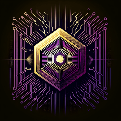 A central geometric core (perhaps hexagonal or a stylized CPU shape) glowing brightly with purple or yellow energy. Energy arcs or circuit patterns could be radiating outwards rapidly, indicating increased power output and speed. Maybe incorporate a subtle gear or fast-forward symbol..
Single Game Texture.  In-Game asset.  2d.  Blank background.  High contrast.  No shadows