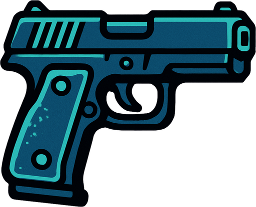 Gun.
In-Game asset.  2d.  High contrast.  No shadows