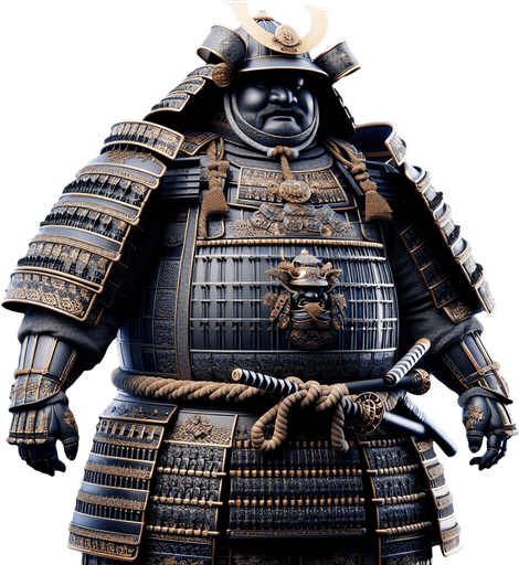 a samurai sumo big in size.
Single Game Texture. In-Game asset. 2d. Blank background. High contrast. No shadows.