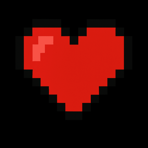 red heart 8-bit mario.
In-Game asset.  2d.  High contrast.  No shadows
