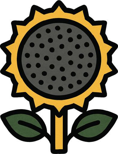 Sunflower, but no petals and gray pollen holder.
In-Game asset.  2d.  High contrast.  No shadows