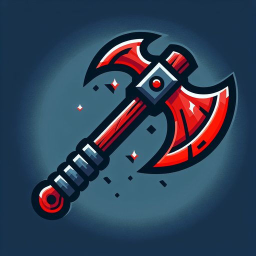 Red Blade Battle Axe.
Single Game Texture. In-Game asset. 2d. Blank background. High contrast. No shadows.