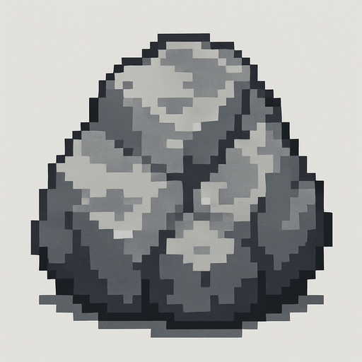 Gray rock (stone) style pixel art.
2d.  High contrast.  No shadows