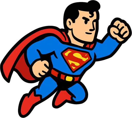 Superman 2d game.
In-Game asset.  2d.  High contrast.  No shadows