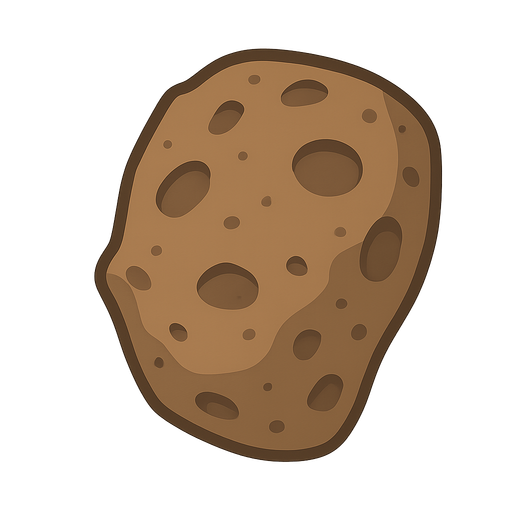 Astroid. No background. Transparent background. Blank background. No shadows. 2d. In-Game asset. flat