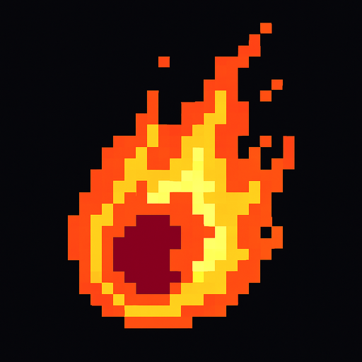 fire ball.
In-Game asset.  2d.  High contrast.  No shadows. pixel