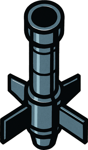 roket namlusu kuş bakışı ,üstten görünüm..
In-Game asset.  2d.  High contrast.  No shadows