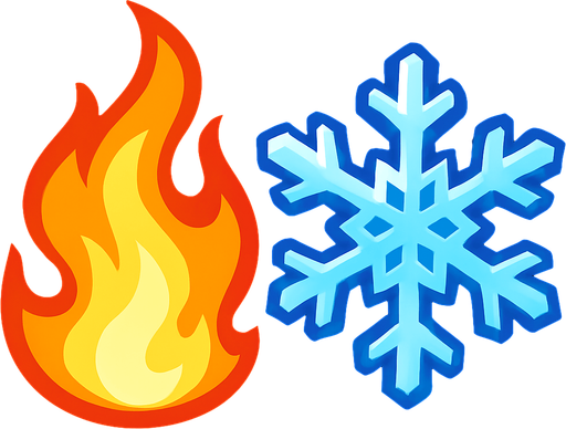 A Fire and Freeze Super Power 2D.
In-Game asset.  2d.  High contrast.  No shadows