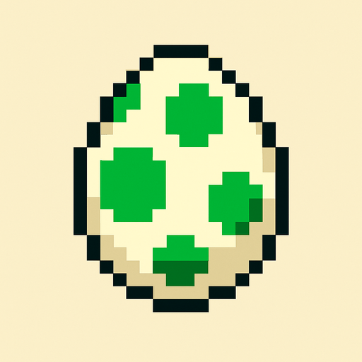 8 bit style dinosaur egg.
2d.  High contrast.  No shadows. 8 bit