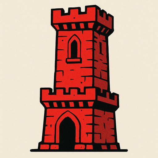 Red tower.
In-Game asset.  2d.  High contrast.  No shadows