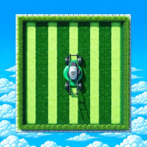 top view of a beautiful and lush clean ans straight lawn square.
Video game style