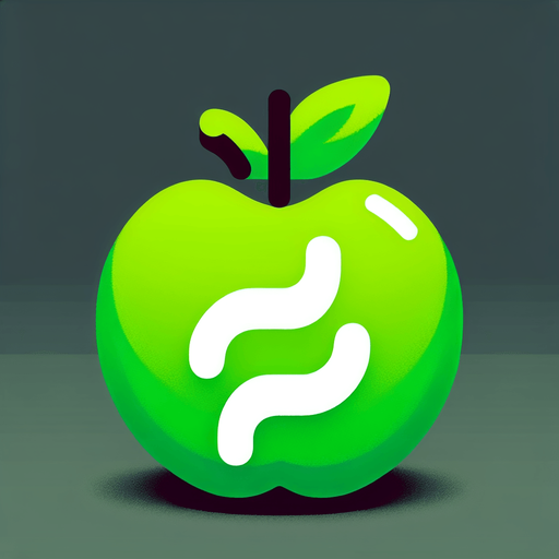 a white " ^" on a green apple..
Single Game Texture. In-Game asset. 2d. Blank background. High contrast. No shadows.