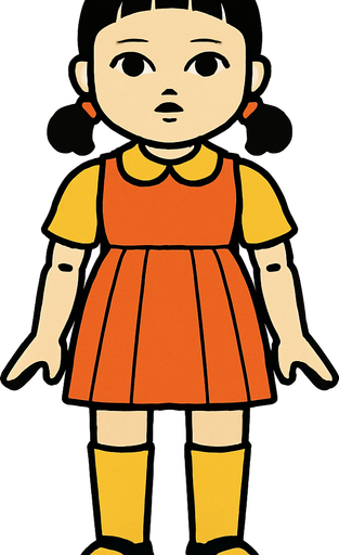 Make A Body With Like Squid Game Doll.
In-Game asset.  2d.  High contrast.  No shadows