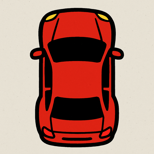 Auto rojo vista superior 2D simple.
In-Game asset.  2d.  High contrast.  No shadows