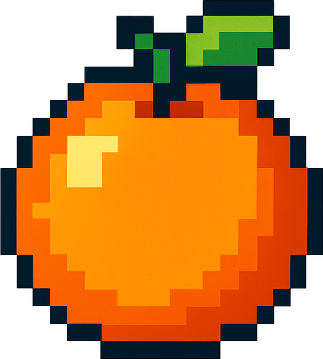 8 bit orange.
In-Game asset.  2d.  High contrast.  No shadows