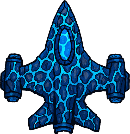 crazy blue lava spaceship top view.