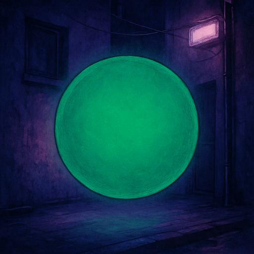 semi-realistic comic book style, moody neon lighting, lo-fi urban atmosphere, rich textures, cinematic framing, purple and blue tones, soft gradients, ambient reflections