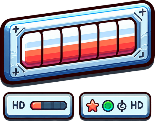 powerbar.
Single Game Texture. In-Game asset. 2d. Blank background. High contrast. No shadows. HD Color