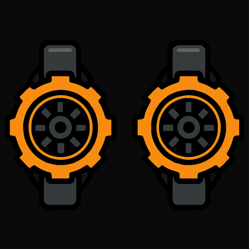 Symmetrical robot wheels.
In-Game asset.  2d.  High contrast.  No shadows