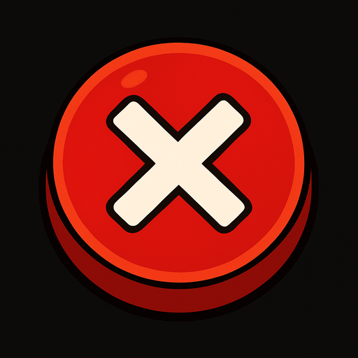 Red button with a 'X' on it.
In-Game asset.  2d.  High contrast.  No shadows