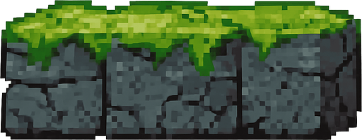 Stone platform sprite, solid gray granite texture with green moss covering, ancient ruins style, rectangular shape, weathered stone surface, small cracks and details, stable and heavy appearance, 2D pixel art, side view, transparent background.
In-Game asset.  2d.  High contrast.  No shadows