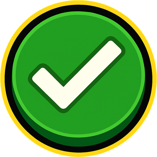 Green button with a tick on it