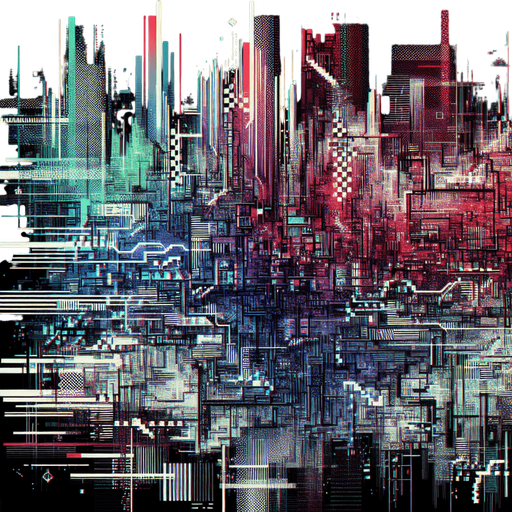 glitch effect designed to obscure parts of an image, styled with a corrupted, high-tech aesthetic. The effect features jagged digital distortions, horizontal and vertical lines, and fragmented static noise that mimic a malfunctioning screen. Irregular bands of color, like red, blue, and green, are interspersed with black and white static, creating a chaotic yet visually engaging pattern.

Some areas include fragmented text or pixelated blocks, further enhancing the glitchy, corrupted look. The overall effect has sharp, uneven edges, making it blend naturally into a disrupted image. Subtle hints of glowing lines or grid-like structures add a futuristic feel while keeping the distortion dense enough to effectively conceal parts of the underlying image. This glitch effect is ideal for creating a sense of mystery or simulating the appearance of a compromised digital screen.
Single Game Texture. In-Game asset. 2d. Blank background. High contrast. No shadows.