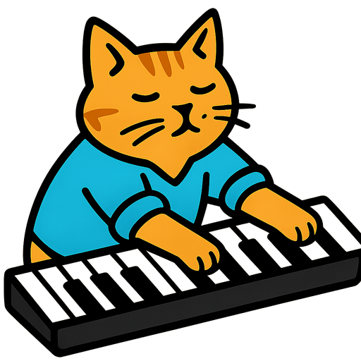 keyboard cat meme.
In-Game asset.  2d.  High contrast.  No shadows