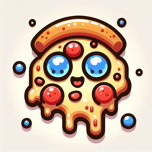 Cartoon Pizza, 2d, blank background.
Single Game Texture.  In-Game asset.  2d.  Blank background.  High contrast.  No shadows